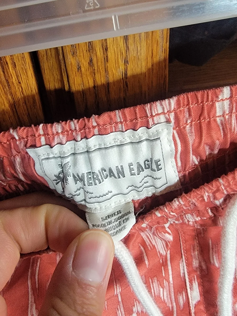 American Eagle Outfitters Coral Patterned Drawstring Swim Trunks Size Small